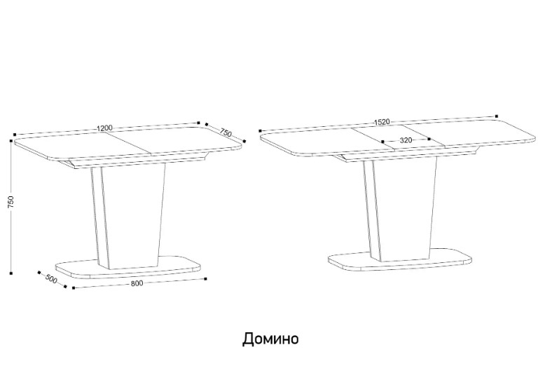 Стол Домино МДФ дуб сонома / стекло