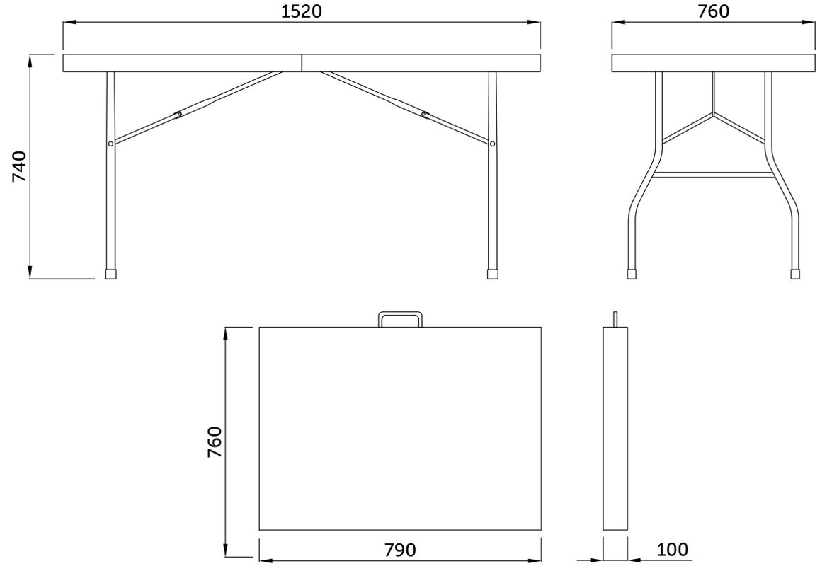 Стол садовый складной белый hdpe-пластик 152 см 65906