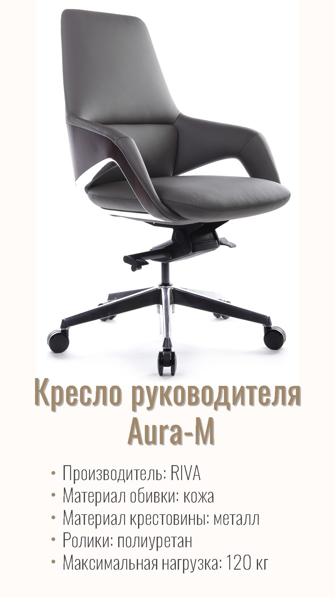 Кресло руководителя RV DESIGN Aura-M (FK005-В) антрацит