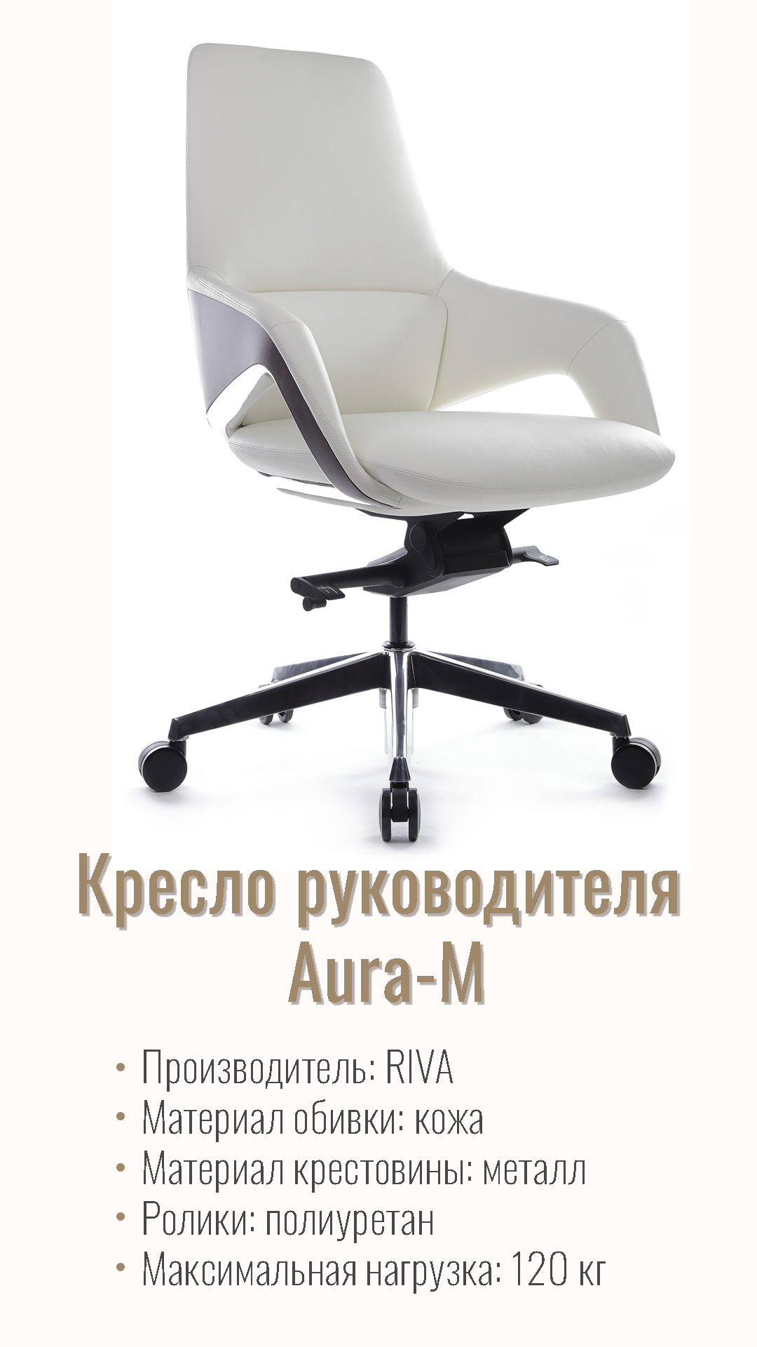 Кресло руководителя RIVA DESIGN Aura-M (FK005-В) белый