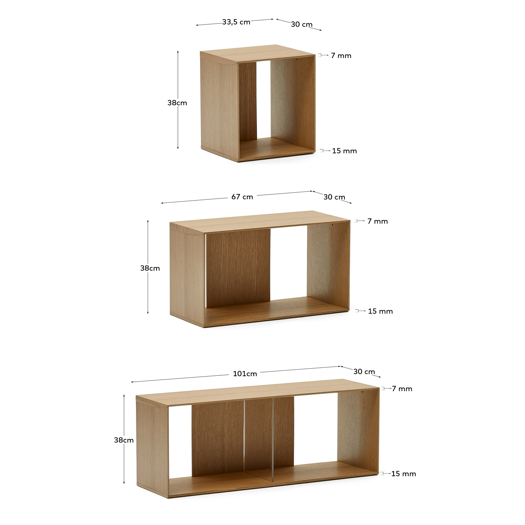 Комплект из 6 модульных полок La Forma Litto шпон дуба 101 x 152  см 162185