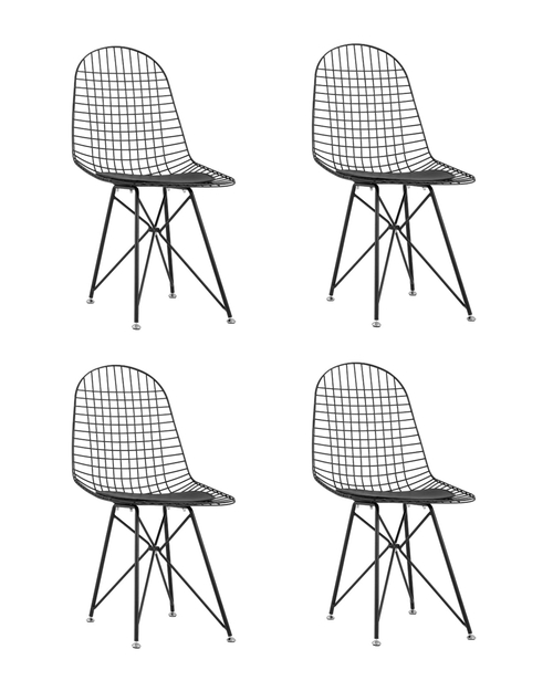Комплект стульев обеденный Eiffel черный с черной подушкой 4 шт