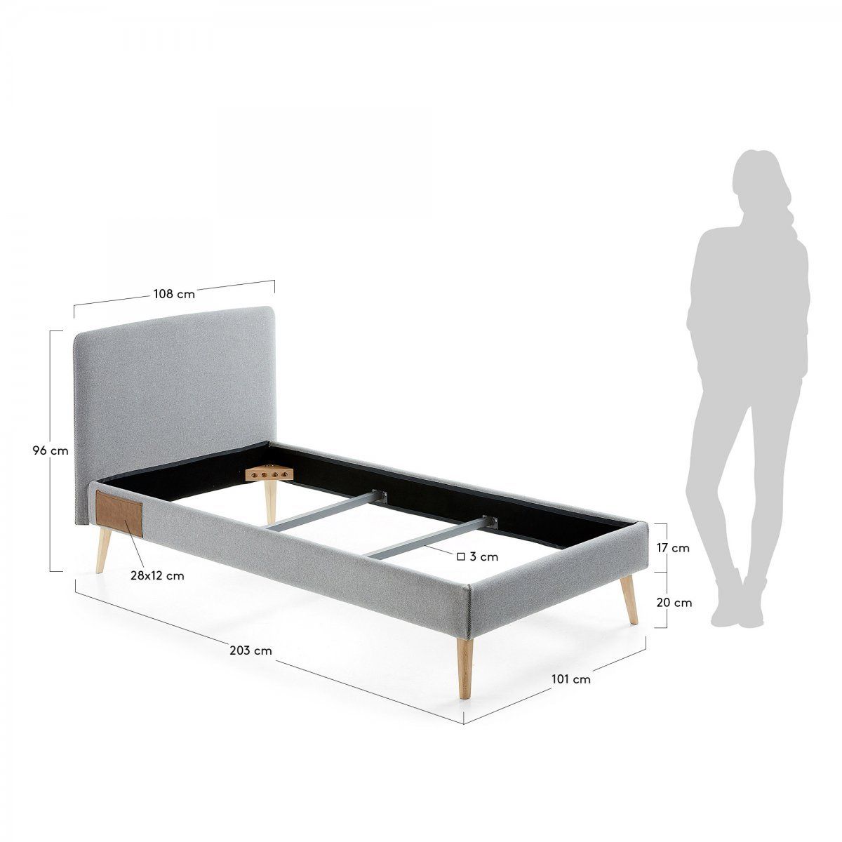 Кровать La Forma Lydia 90х190 серая