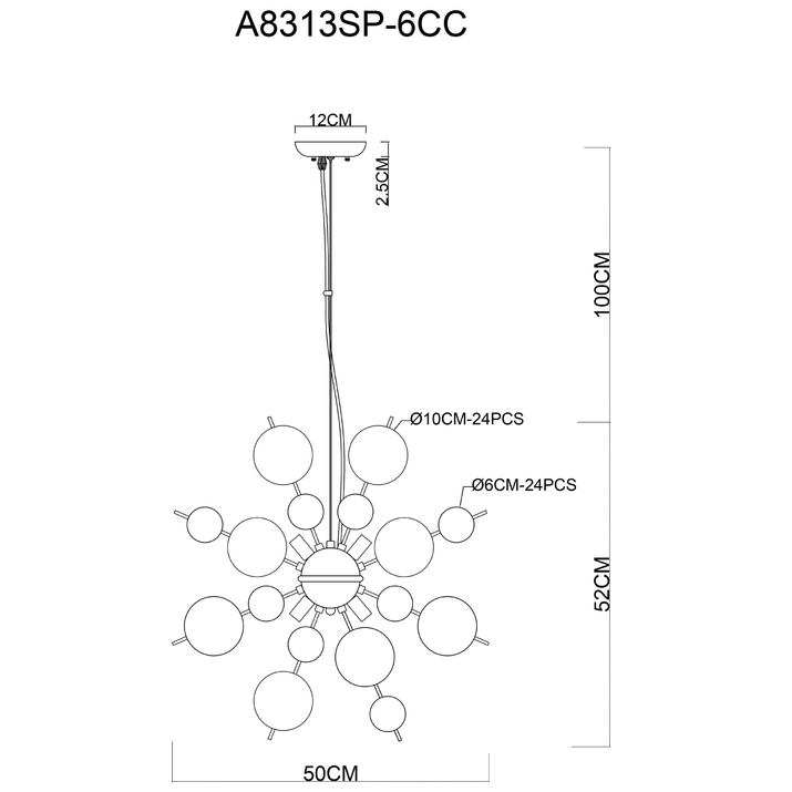 Подвесная люстра Arte Lamp MOLECULE хром A8313SP-6CC