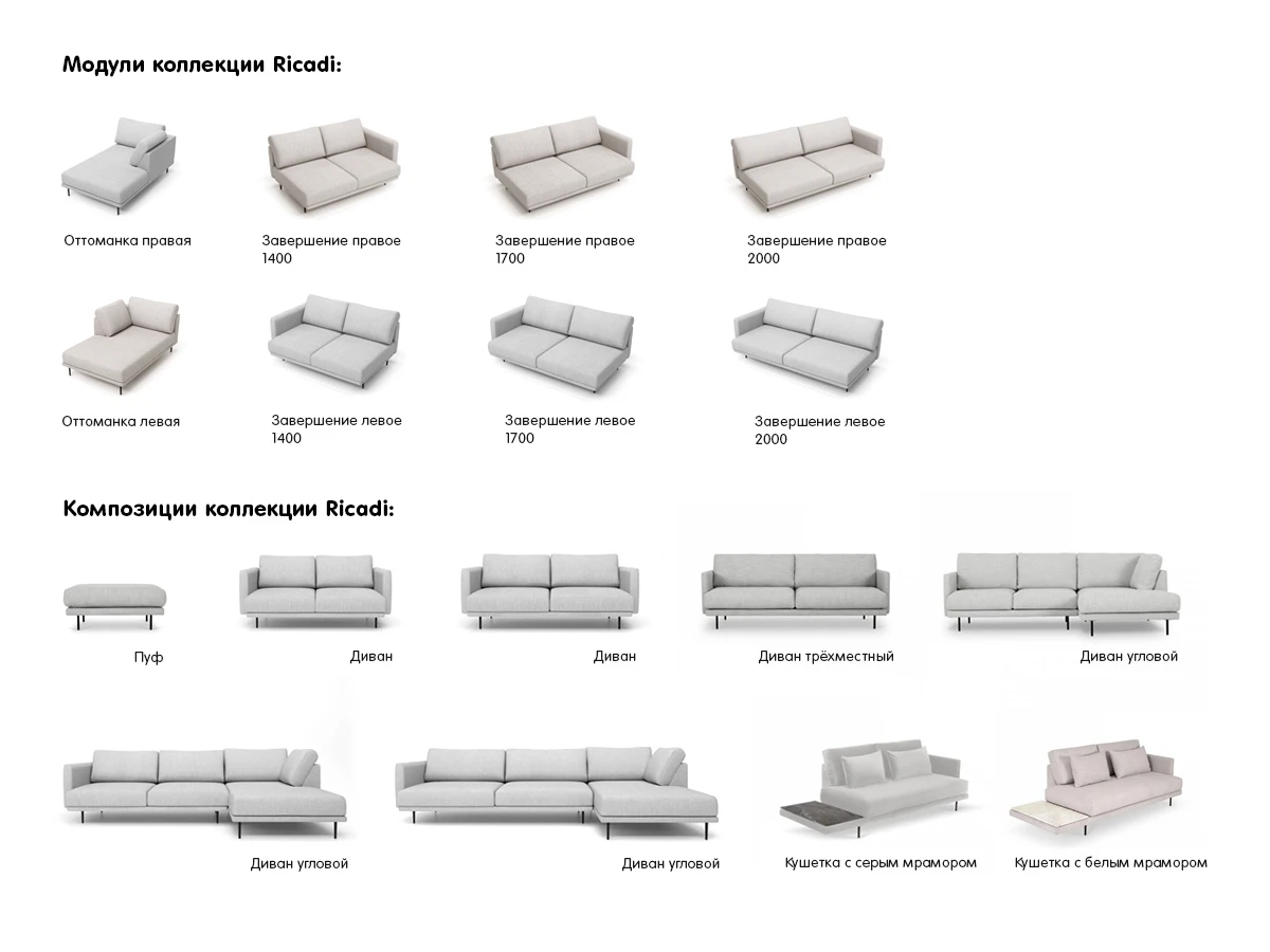 Диван Ricadi угловой (250 см) светло-серый 727519