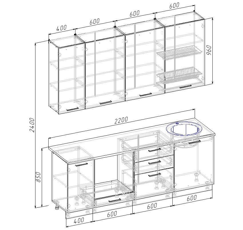 Кухонный гарнитур Вегас 2200 Sanvut