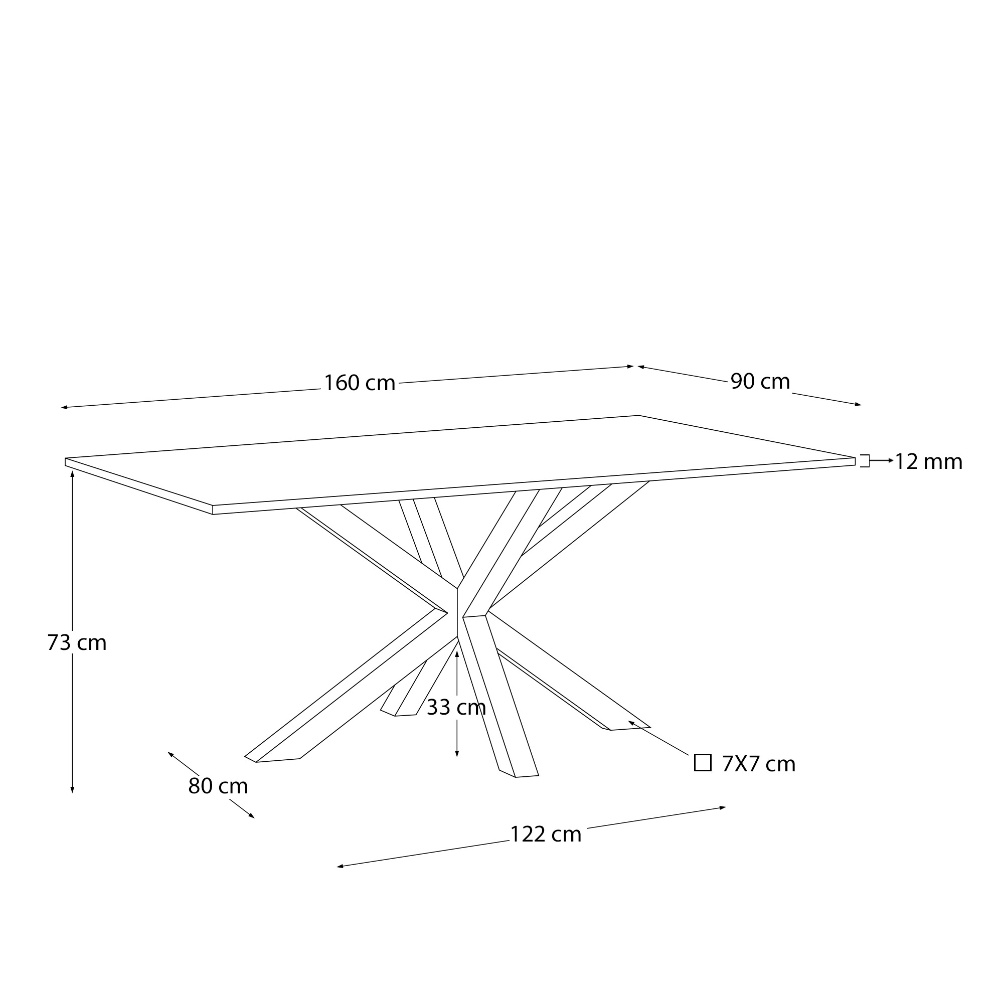 Стол обеденный La Forma Argo матовое черное стекло и стальные ножки 160 x 90 196816