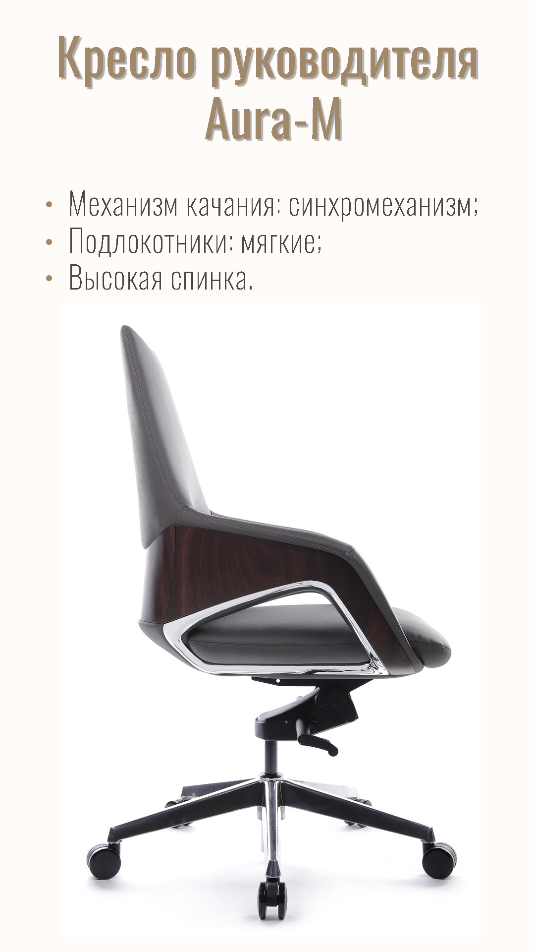 Кресло руководителя RV DESIGN Aura-M (FK005-В) антрацит