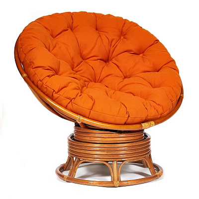 Кресло-качалка PAPASAN / ПАПАСАН 23/01 W с подушкой коньяк ткань оранжевый