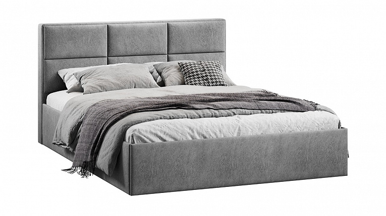 Кровать 160х200 c подъемным механизмом Стелла микровелюр Wellmart Silver Трия