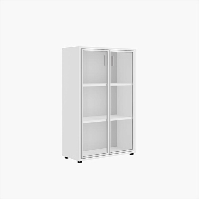 Шкаф средний со стеклом с алюминиевой рамой Pointex Тренд (Trend) TRD28543404 белый