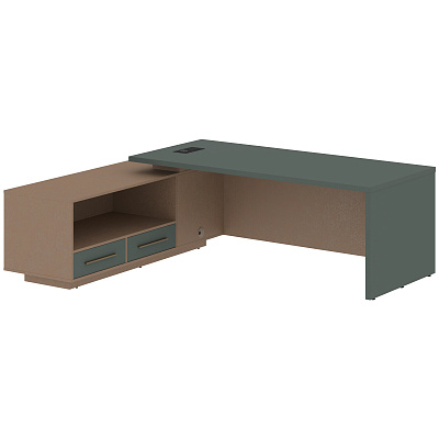 Стол руководителя с розеткой и usb-портом левый Skyland ВЕЛИОН (VELION) VCT 2319 (L) 2300х1900х750 Кобра / Нефрит