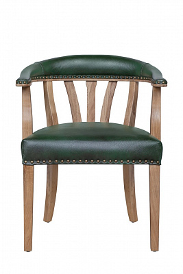 Мягкий стул с подлокотниками Tanner Green Leather Зеленый