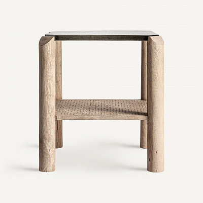 Квадратный столик Vical JACQUARD 35796 62x62x66 дерево манго со стеклом